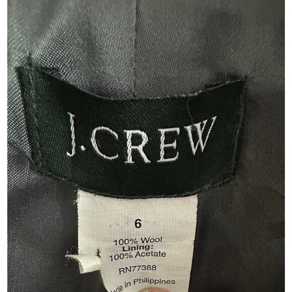 J. CREW Black Wool Ruffle-Front Trim Dress Winter Coat Preppy - Sz 6 - Picture 4 of 5